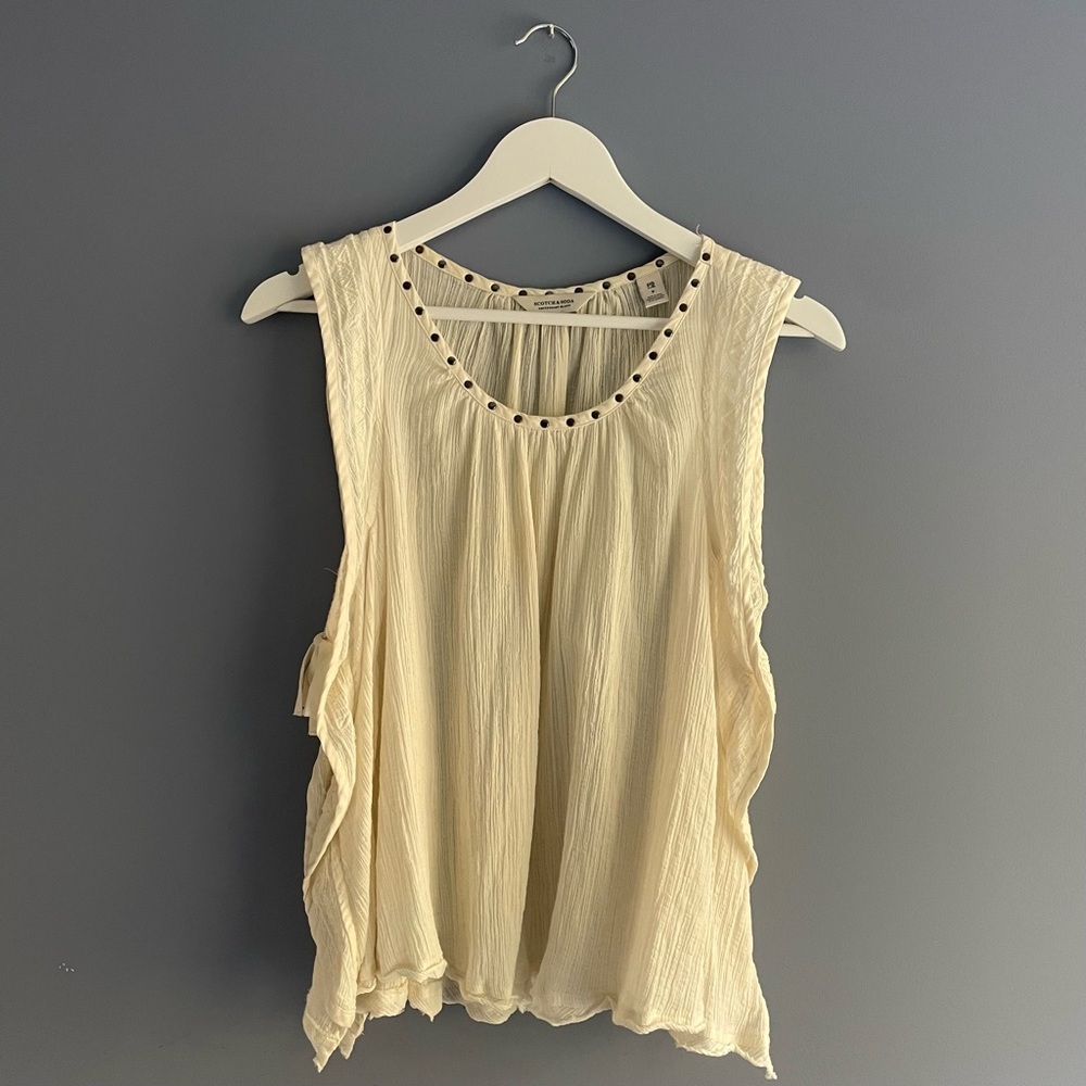 Scotch & Soda light Cream Sleeveless Stud-Trim Top